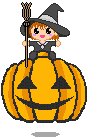 Gif Halloween sorcière citrouille